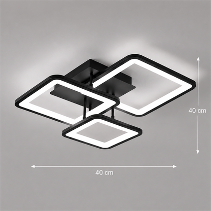 LED csillár távirányítóval ZOE 60W, 3 négyzet, hideg/meleg/semleges fény, szabályozható, fekete, fém és akril