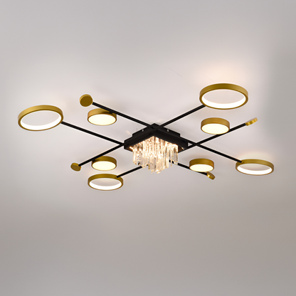 LED csillár távirányítóval és kristály GUIDA 46W, 8 elem, hideg/meleg/semleges fény, szabályozható, fekete arany LED csillárok távirányítóval Alapértelmezett cím Alessandro Design