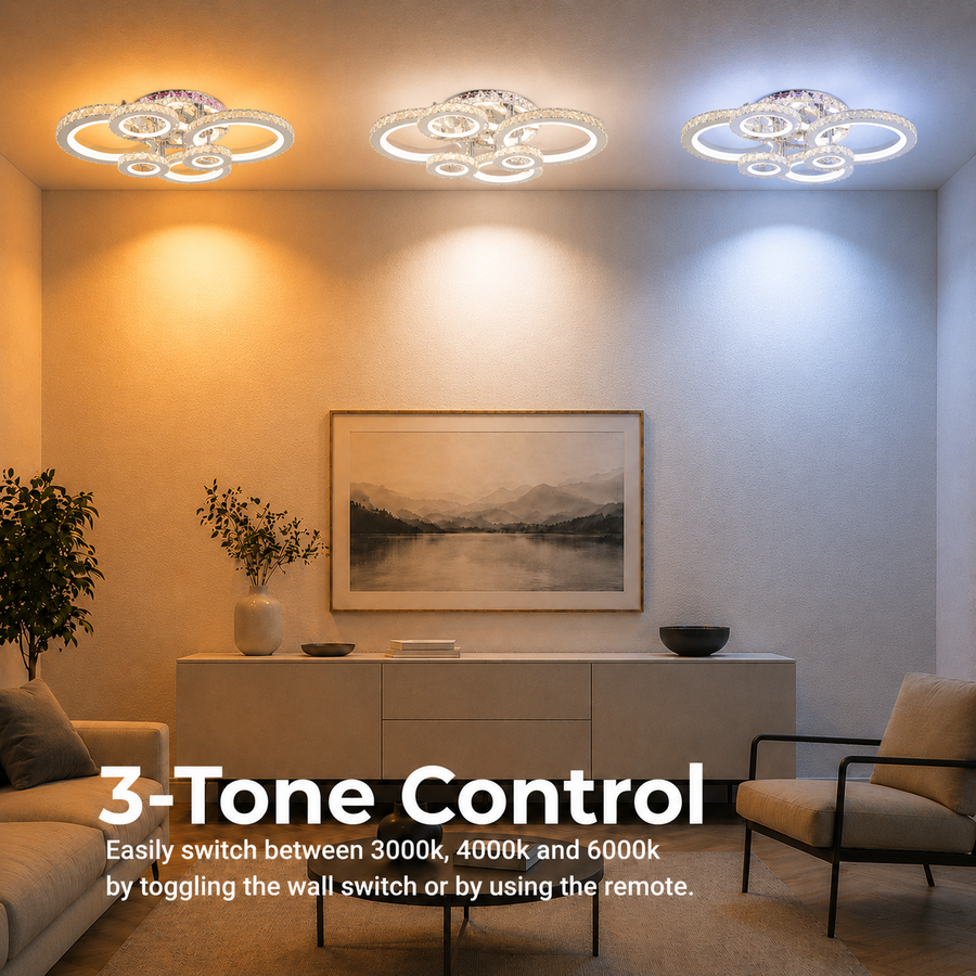 LED csillár távirányítóval és kristály NOVA ROTONDA RGB 144W, 6 kör, hideg/meleg/semleges fény, szabályozható, fényes króm LED csillárok és kristályok Alapértelmezett cím Alessandro Design