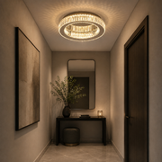 LED csillár távirányítóval és kristály VERTUS 18W, 30cm, Kör, Hideg/Meleg/Semleges fény, Szabályozható, Króm