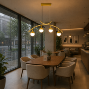 LED függő csillár PAAMIUT 34W, 4 fényforrás, Hideg/Meleg/Semleges fény, Arany, Állítható magasságú
