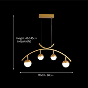 LED függő csillár PAAMIUT 34W, 4 fényforrás, Hideg/Meleg/Semleges fény, Arany, Állítható magasságú