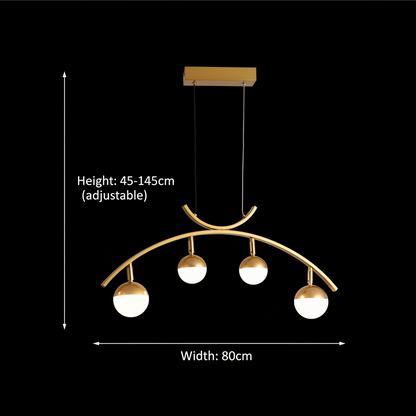 LED függő csillár PAAMIUT 34W, 4 fényforrás, Hideg/Meleg/Semleges fény, Arany, Állítható magasságú