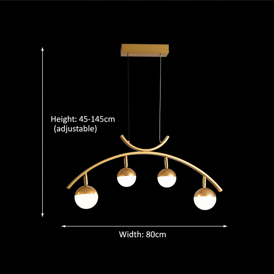 LED függő csillár PAAMIUT 34W, 4 fényforrás, Hideg/Meleg/Semleges fény, Arany, Állítható magasságú