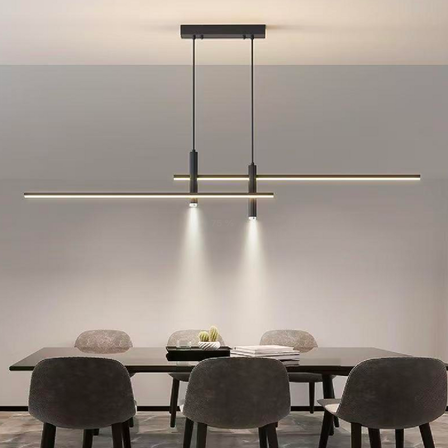Függesztett LED-csillár RINA 50W, Lineáris, Hideg/Meleg/Semleges fény, Fekete, Állítható magasságú Modern csillárok Alapértelmezett cím Alessandro Design