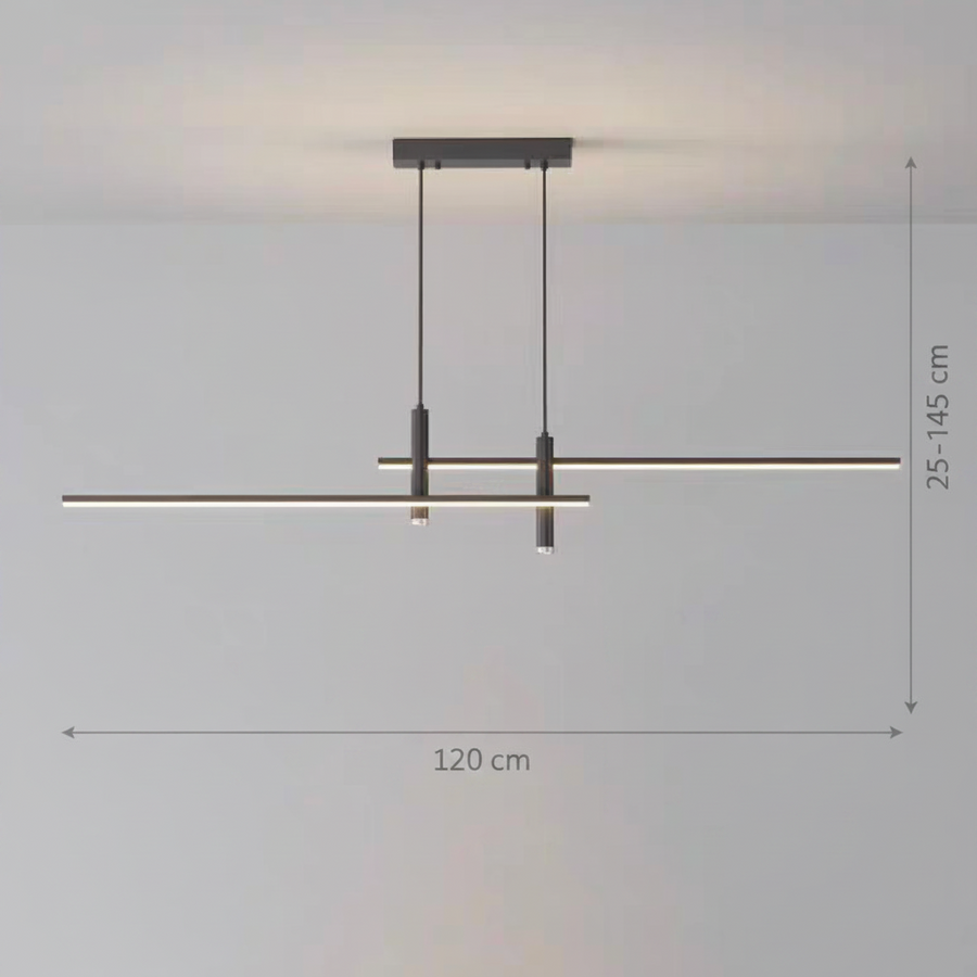Függesztett LED-csillár RINA 50W, Lineáris, Hideg/Meleg/Semleges fény, Fekete, Állítható magasságú Modern csillárok Alapértelmezett cím Alessandro Design