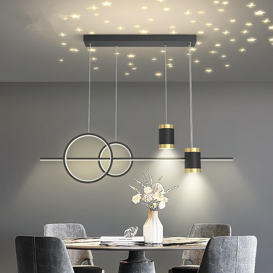 LED -csillár felfüggesztette a Paulina 74W távirányítót, hideg/forró/semleges fény, instabil, fekete, állítható magasság