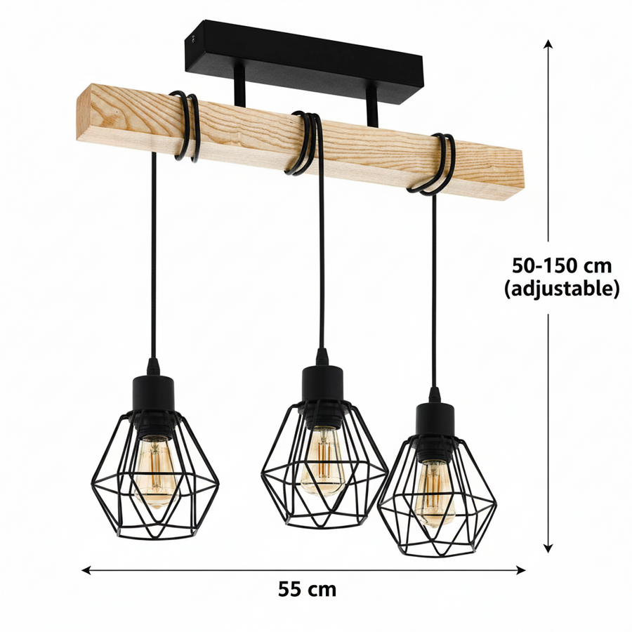 Marcellus csillár, 3x E27, barna fekete ipari csillárok alapértelmezett cím Alessandro Design