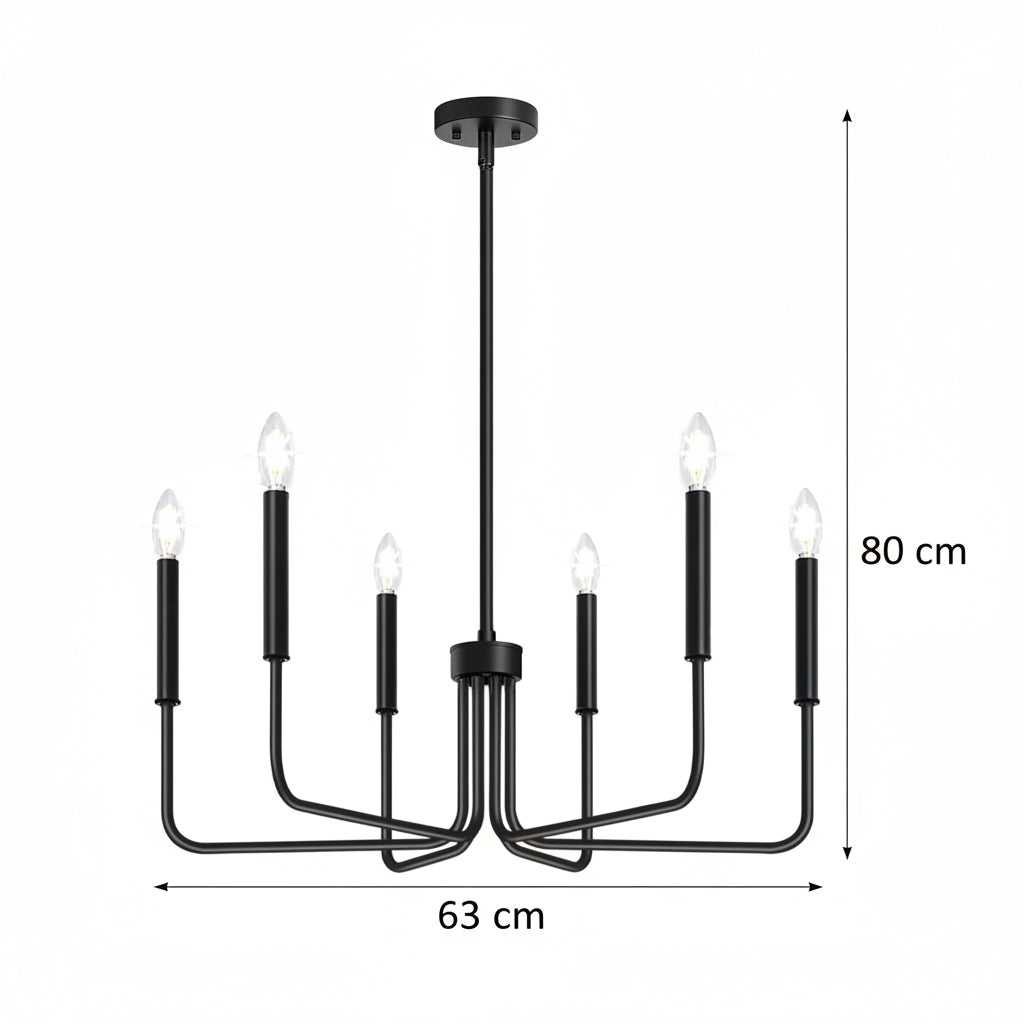 Fém csillár AVANT, típus Inga karral, D63 cm, kerek, 6xE14, fekete Ipari csillárok Alapértelmezett cím Alessandro Design