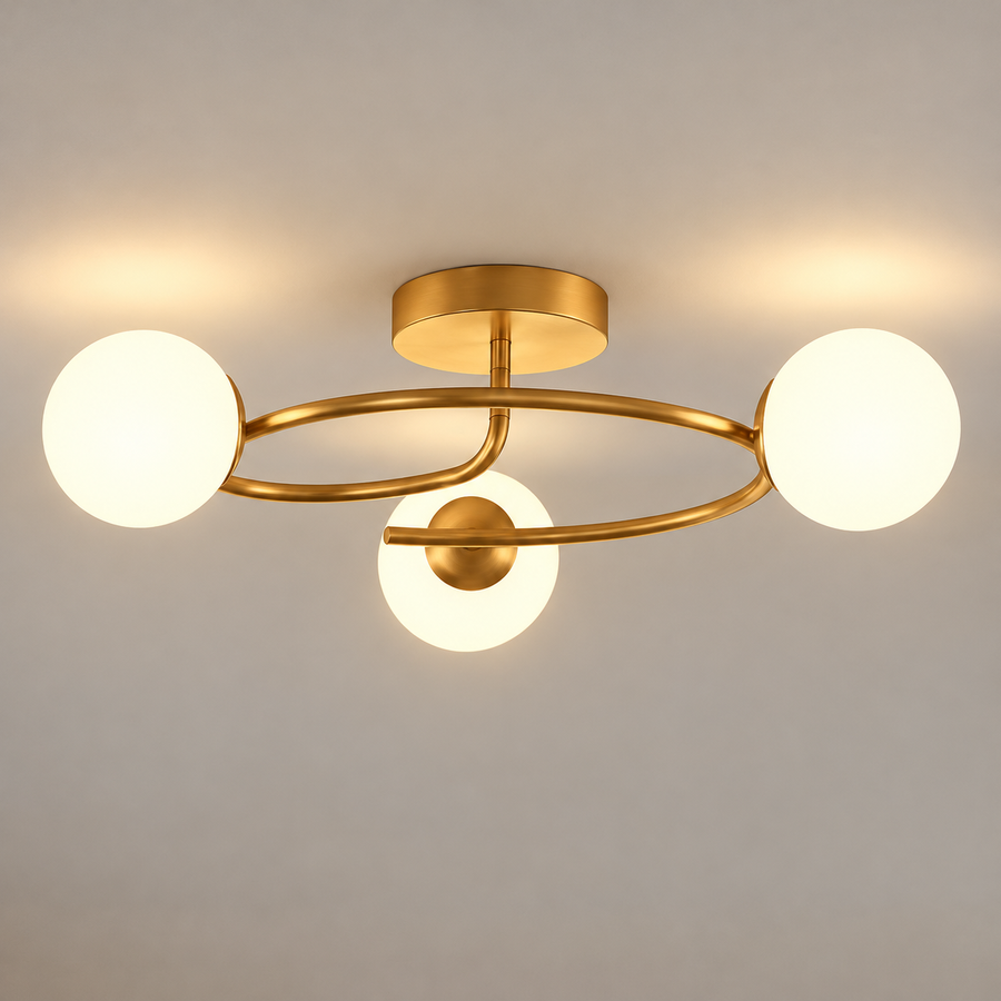 LED és kristály csillár ORBIT, 66cm, 3xE27, Globes, Gold
