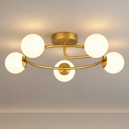 LED és kristály csillár ORBIT, 72cm, 5xE27, Globes, Gold