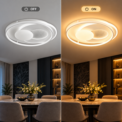 LED-es csillár távirányítóval ISTARAVSHAN, Kerek forma, 86W, Hideg/Meleg/Semleges fény, Szabályozható, Fehér