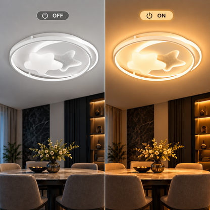 LED csillár távirányítóval ISTARAVSHAN, Mennyei testek alakja, 87 W, Hideg/Meleg/Semleges fény, Szabályozható, Fehér