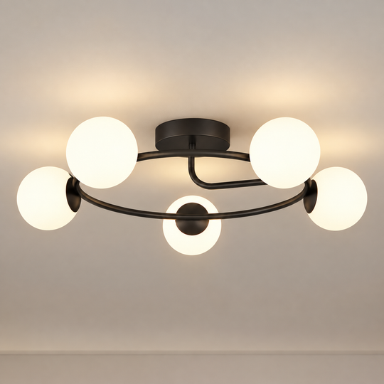 LED és kristály csillár ORBIT, 72cm, 5xE27, Globes, Fekete