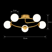 LED és kristály csillár ORBIT, 72cm, 5xE27, Globes, Gold