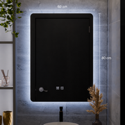 ARTEA Touch négyszögletes LED tükör, 14W, 60X80cm, páramentesítő rendszer, szabályozható, hideg fény 6000K