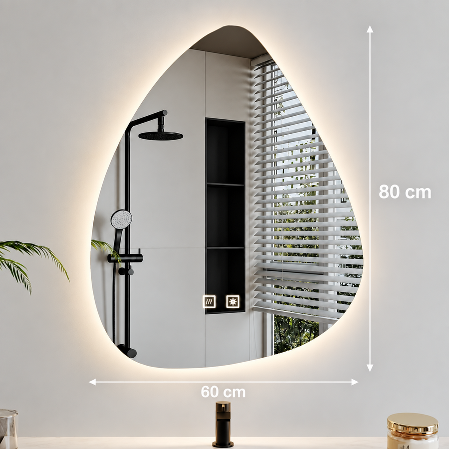 Organic LED tükör 60x80cm, hideg fény, páramentesítő rendszer, szabályozható