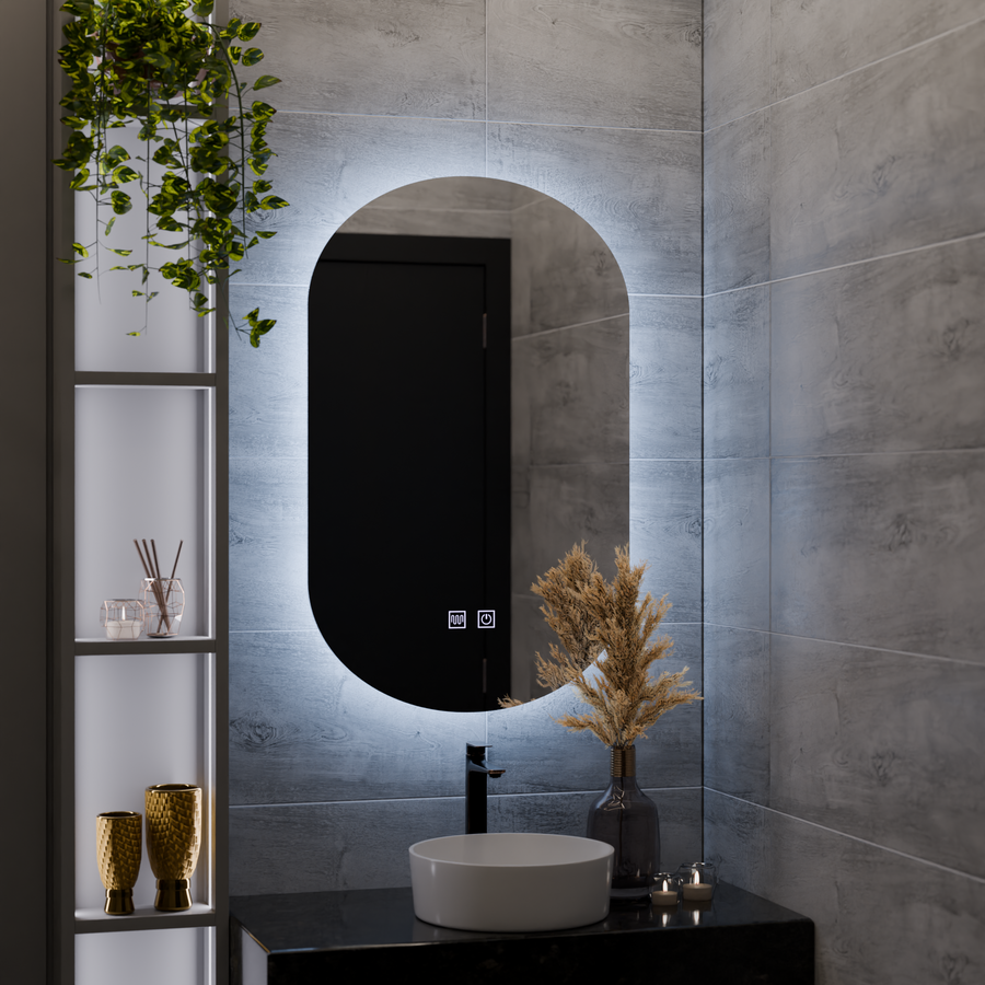 Ovális LED-es tükör, 50X80cm, E14S/50X80, érintés, páramentesítő rendszer tükrök Korman E alapértelmezett cím Alessandro Design