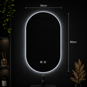 Ovális LED tükör, 50X80cm, E14S/50X80, Érintős, Páramentesítő rendszer