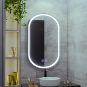 LED ovális tükör 50x80cm, Velara Touch, páramentesítő rendszer, szabályozható, hideg fény 6000K