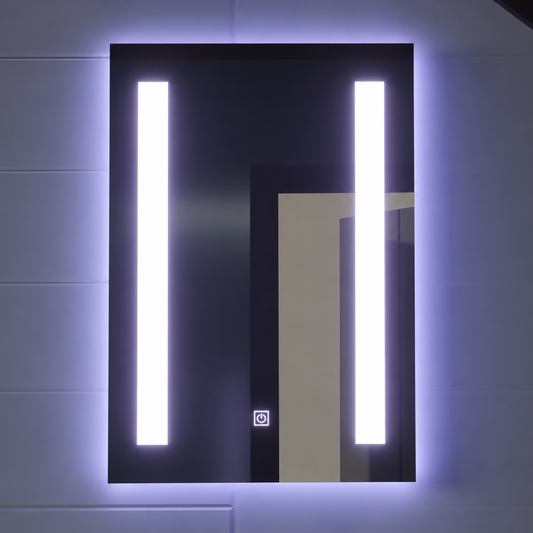Négyszögletű LED tükör, 50x70cm, C206S/50X70 Touch, Páramentesítő rendszer, Tompítható