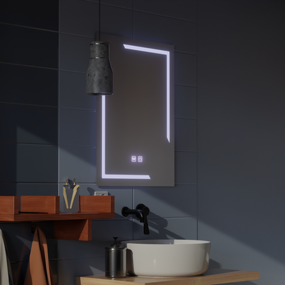 Négyszögletű LED tükör, 45x60 cm, ECLISSA Touch, páramentesítő rendszer, szabályozható, hideg fényű 6000K tükrök Korman E alapértelmezett cím Alessandro Design