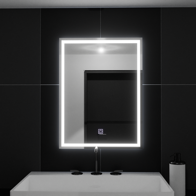 Téglalap alakú LED -tükör, 50x70 cm, keret alapvető érintés
