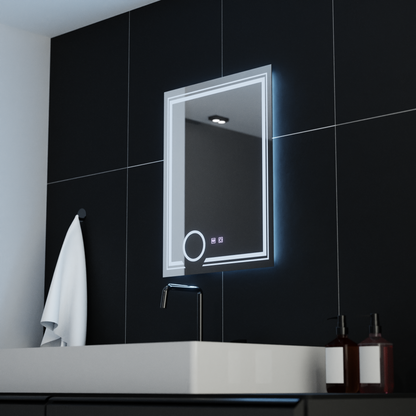 Négyszögletű LED-es tükör, 60x80cm, CANTO Touch, páramentesítő rendszer, szabályozható tükrök Korman E alapértelmezett cím Alessandro Design