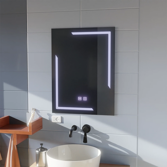 Négyszögletű LED tükör, 60x80cm, ECLISSA Touch, páramentesítő rendszer, szabályozható