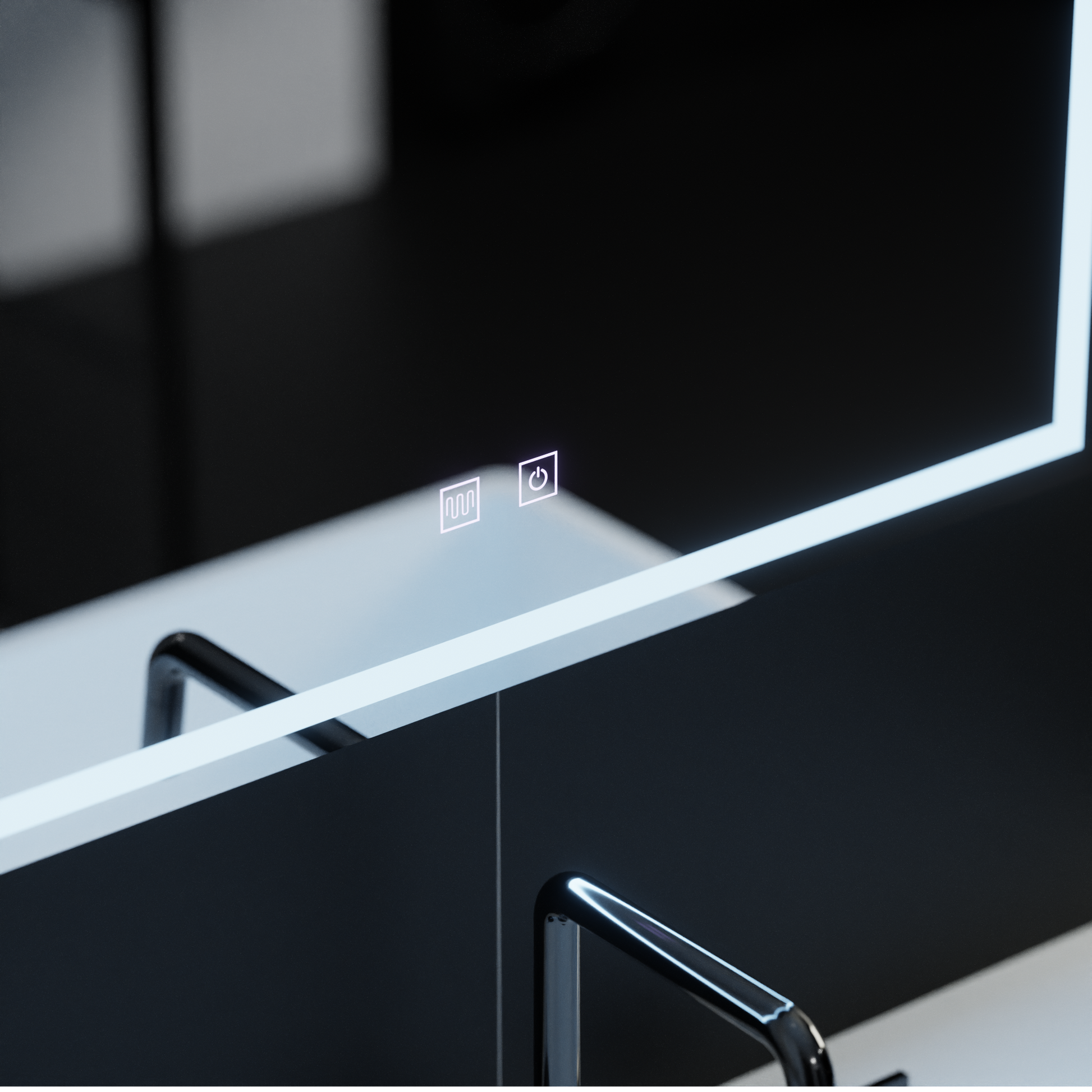 Négyszögletű LED-es tükör, 70x50cm, RADIANTE Touch, páramentesítő rendszer, szabályozható fürdőszobai tükör LED-del és páramentesítővel, alapértelmezett cím Alessandro Design