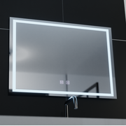 Négyszögletű LED-es tükör, 70x50cm, RADIANTE Touch, páramentesítő rendszer, szabályozható fürdőszobai tükör LED-del és páramentesítővel, alapértelmezett cím Alessandro Design