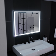 Téglalap alakú LED -tükör, 80x60 cm, keret alapvető érintés