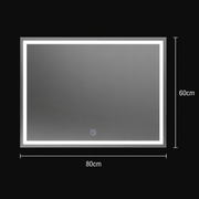 Téglalap alakú LED -tükör, 80x60 cm, keret alapvető érintés