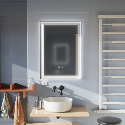 Négyszögletű LED-es tükör, páramentesítő, 50x70 cm, ADIS Basic Touch Mirrors Korman E Alapértelmezett cím Alessandro Design