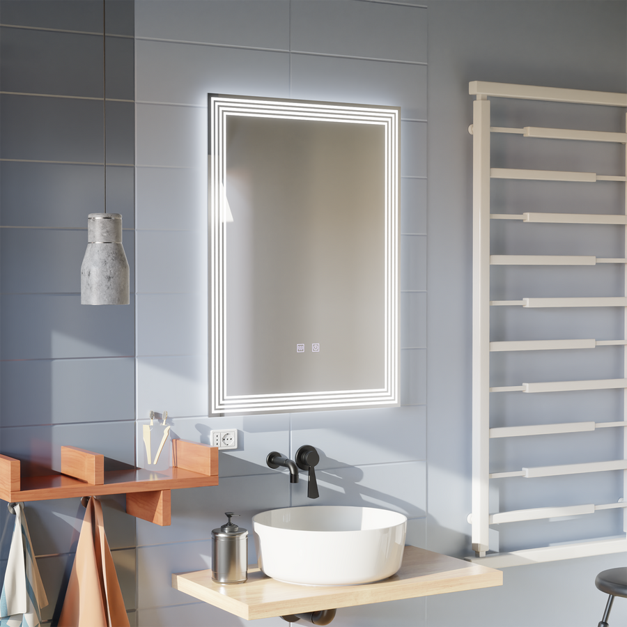 Négyszögletű LED-es tükör, páramentesítő, 50x70 cm, ADIS Basic Touch Mirrors Korman E Alapértelmezett cím Alessandro Design