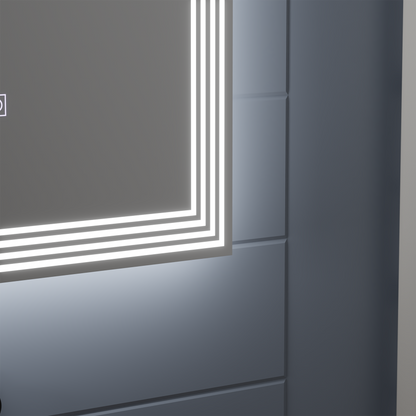 Négyszögletű LED-es tükör, páramentesítő, 50x70 cm, ADIS Basic Touch Mirrors Korman E Alapértelmezett cím Alessandro Design
