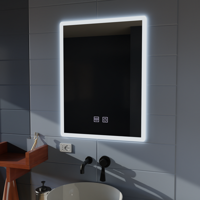 Négyszögletű LED-es tükör, 60x80cm, Touch VENERA, Páramentesítő rendszer, Tompítható