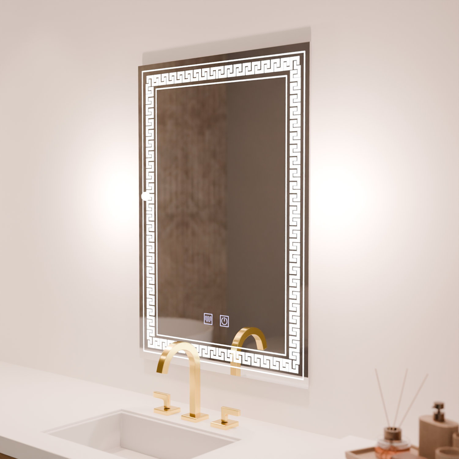 Téglalap alakú LED-es tükör, 60x80 cm, Touch Vivido, páramentesítő rendszer, szabályozható tükrök Korman E alapértelmezett cím Alessandro Design