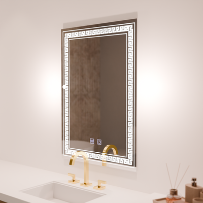 Négyszögletű LED tükör, 60x80cm, Touch Vivido, páramentesítő rendszer, szabályozható