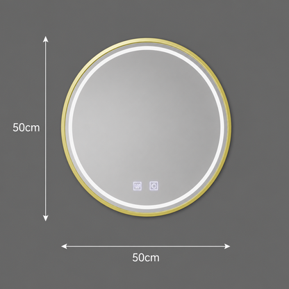Kerek LED-es tükör, 50cm, Glanz Touch, Páramentesítő rendszer, Tompítható