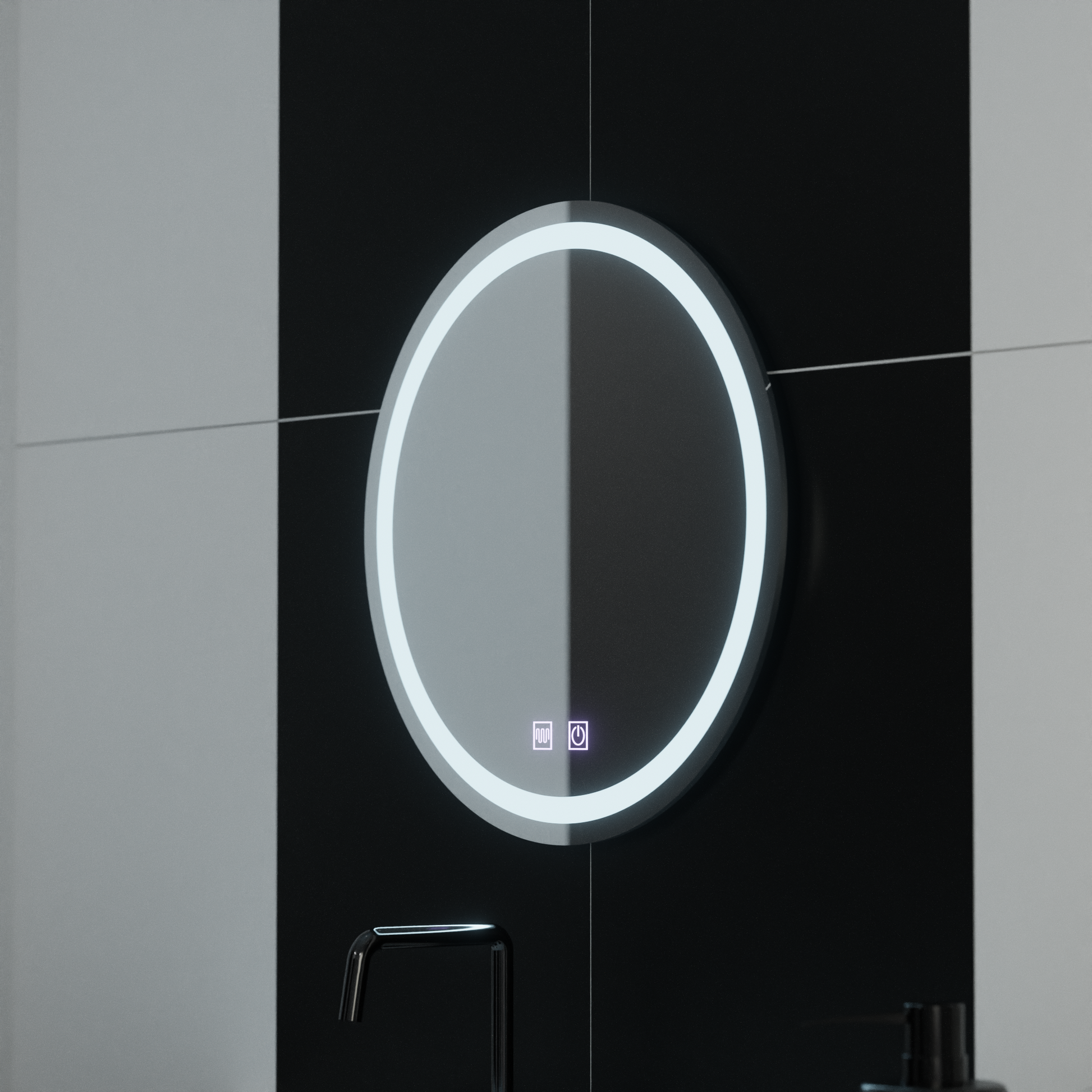 Kerek LED-es tükör 50cm Lucea Touch Demister System Tükrök Korman E Alapértelmezett cím Alessandro Design