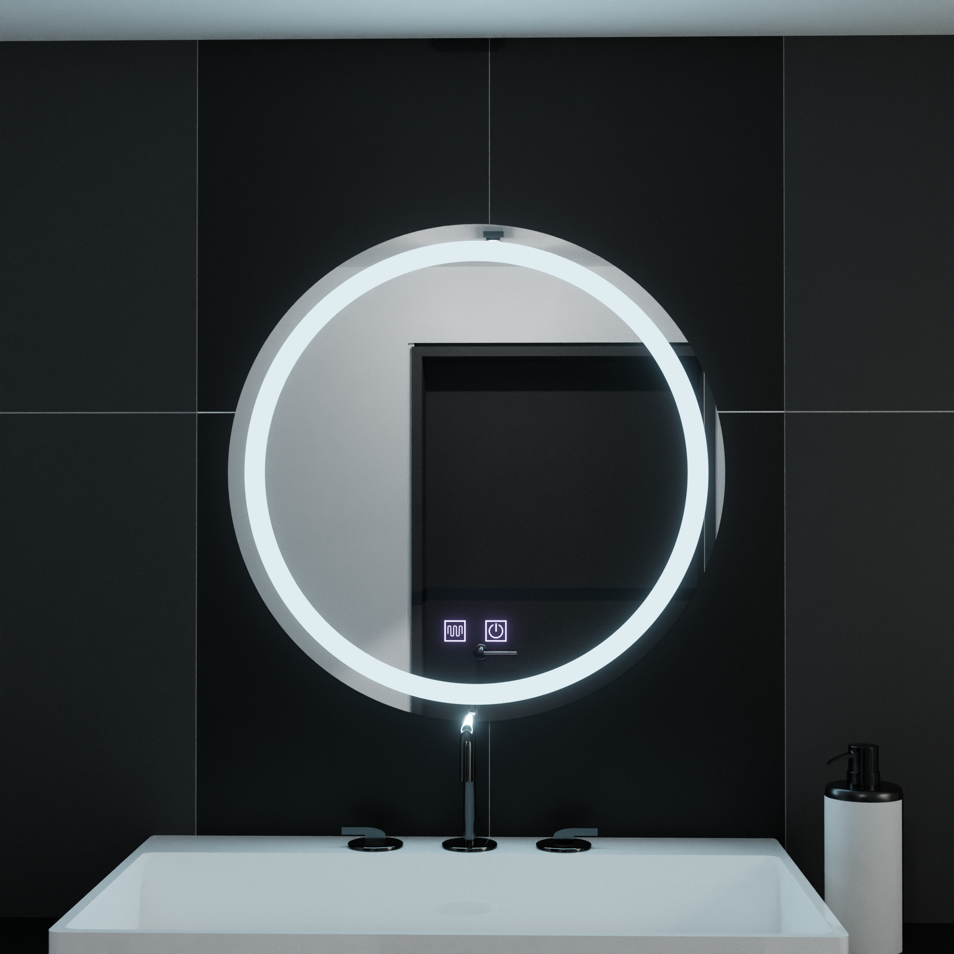 Kerek LED-es tükör 50cm Lucea Touch Demister System Tükrök Korman E Alapértelmezett cím Alessandro Design