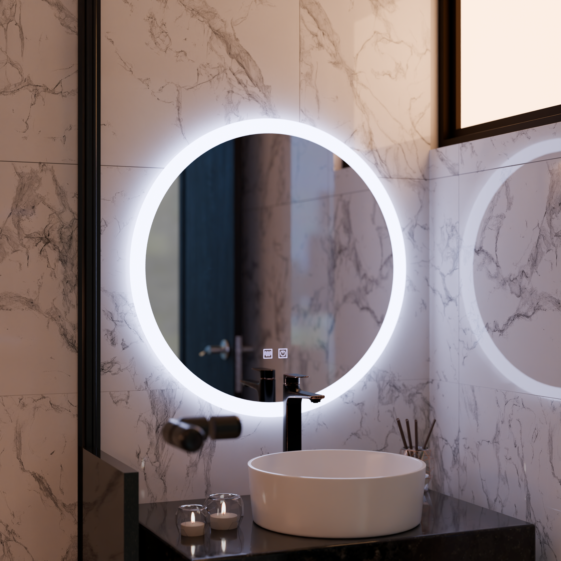 LED kerek tükör, 50 cm, Noxia Touch, páramentesítő rendszer, szabályozható tükrök Korman E alapértelmezett cím Alessandro Design