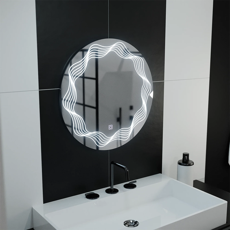 LED kerek tükör 60cm, Flusso Touch, Páramentesítő rendszer, Tompítható