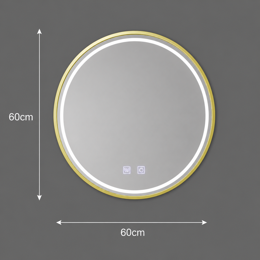 Kerek LED-es tükör, 60cm, Glanz Touch, Páramentesítő rendszer, Tompítható
