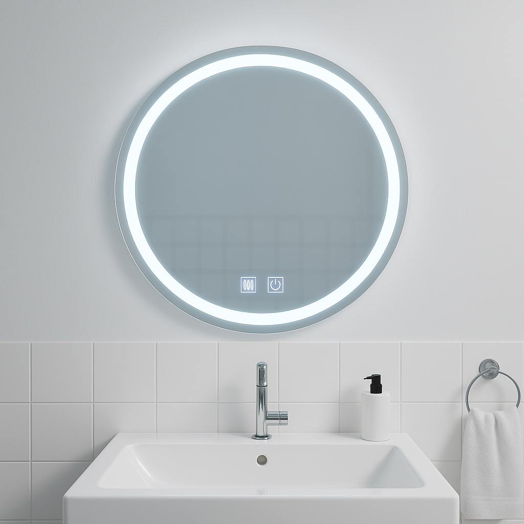 LED-es kerek tükör, 60 cm, érintőlámpa, páramentesítő rendszer, szabályozható tükrök Korman E alapértelmezett cím Alessandro Design