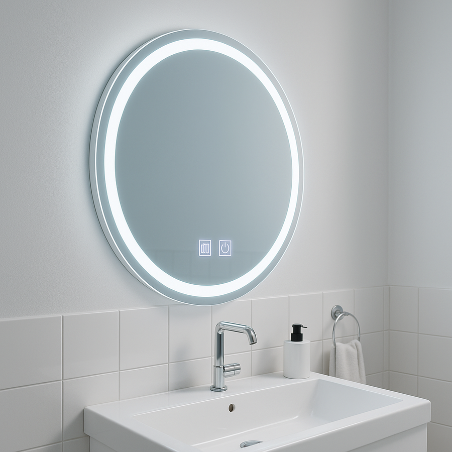 LED-es kerek tükör, 60 cm, érintőlámpa, páramentesítő rendszer, szabályozható tükrök Korman E alapértelmezett cím Alessandro Design