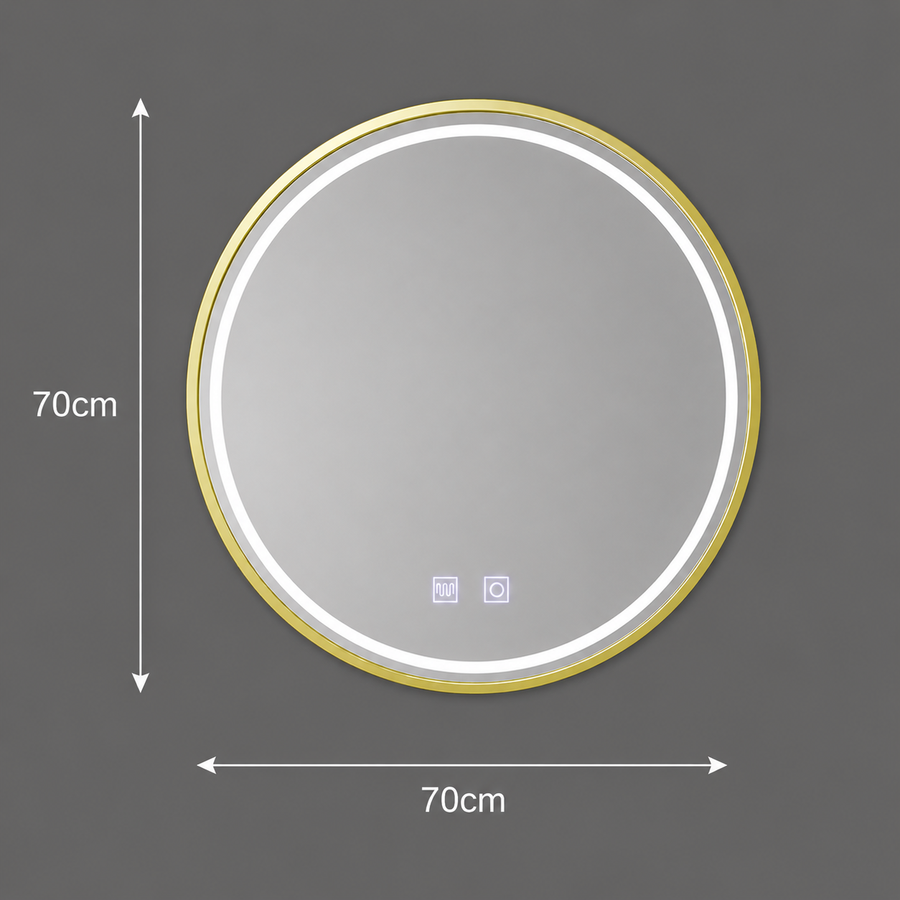 LED kerek tükör, 70 cm, Glanz Touch, páramentesítő rendszer, szabályozható