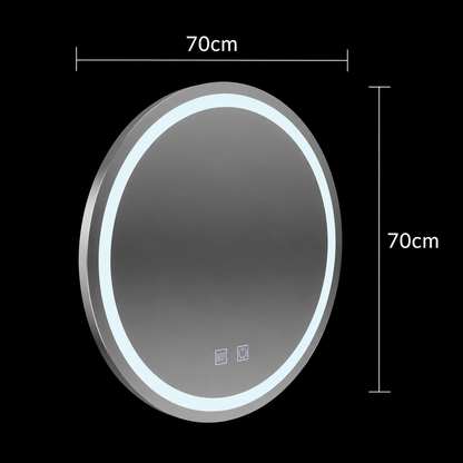 Kerek LED-es tükör, 70cm, Lucea Touch, Páramentesítő rendszer, Tompítható