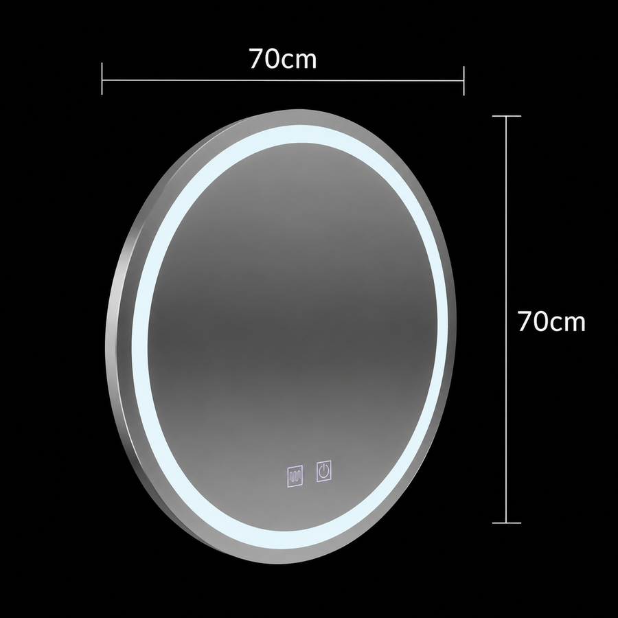Kerek LED-es tükör, 70cm, Lucea Touch, Páramentesítő rendszer, Tompítható